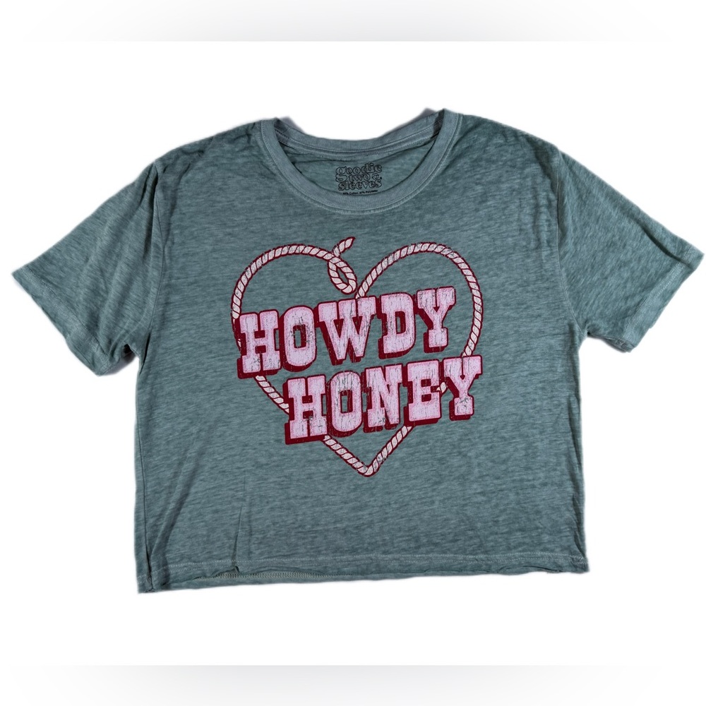 Western Howdy Honey Graphic Tee Oversized XS Cowgirl Shirt Tee Crop Style Rope